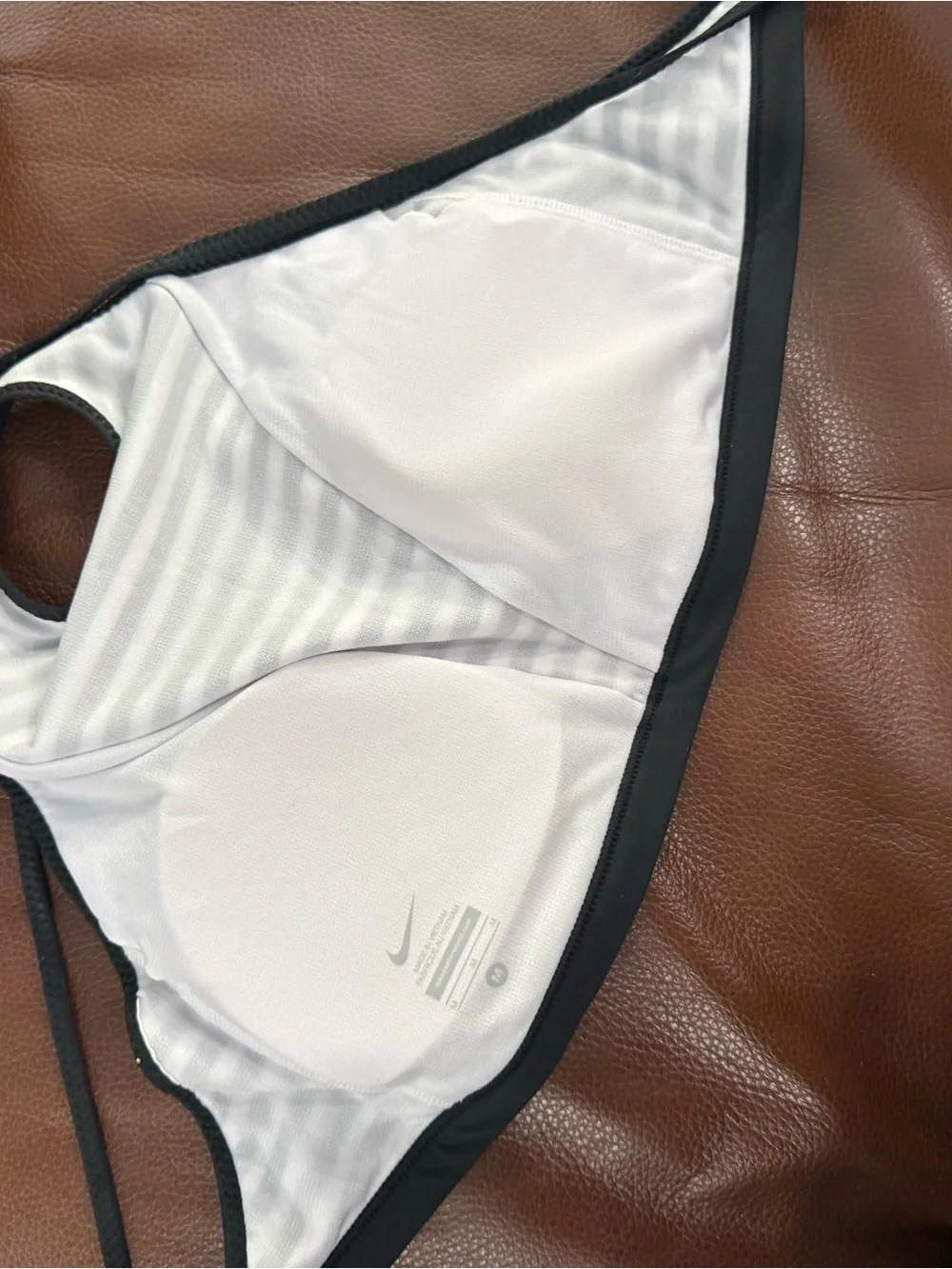 Nike Black & White Striped Bikini Top